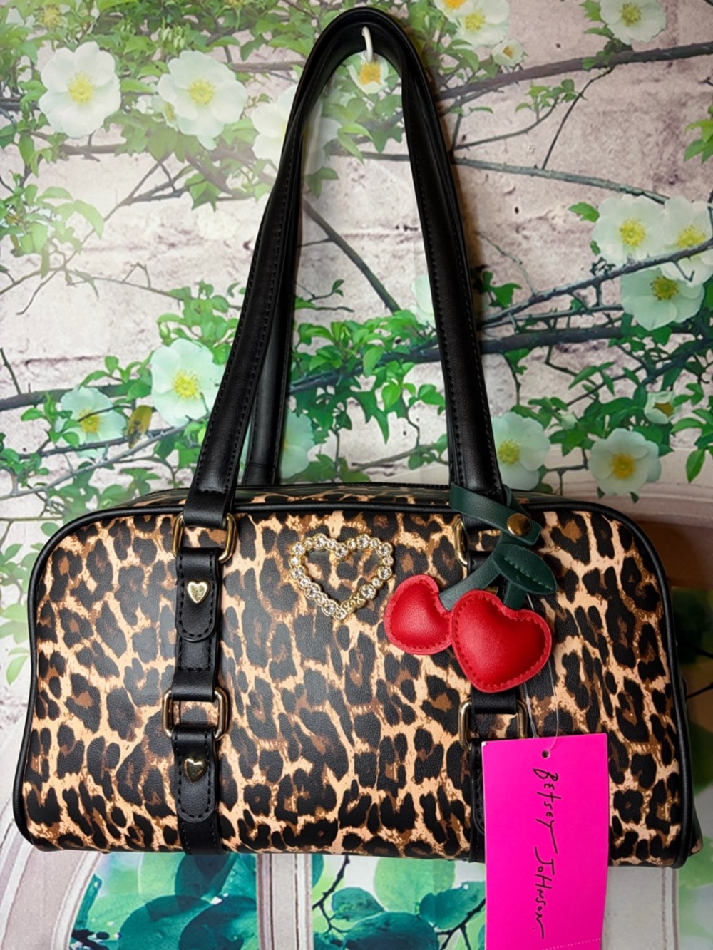 BETSEY JOHNSON Leopard Shoulder Bag / Satchel NWT XOX Bling